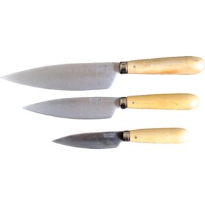 Pallarés Tradisjonelle Kjøkkenkniver 3 stk, etui av stoff, 9, 13, 16 cm