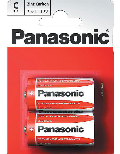 2 stk Panasonic C Zink Carbon Batterier