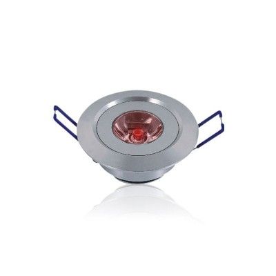 1W LED downlight med rødt lys - hull: Ø4,4-4,8 cm, Mål: Ø5,2 cm, 2,2 cm høy, dimbar, 12V - Dimbar : Dimbar, Kulør : Rød