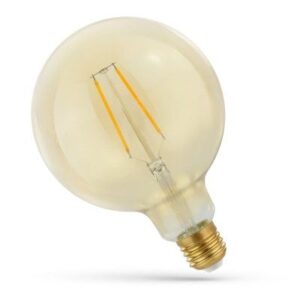 2W LED globepære - Karbon filamenter, rav farget glas, ekstra varm, E27 - Dimbar : Ikke dimbar, Kulør : Ekstra varm