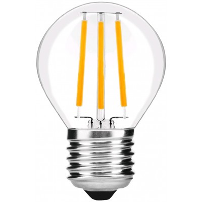 4W LED kronepære - Karbon filamenter, G45, klart glas, E27 - Dimbar : Ikke dimbar, Kulør : Varm