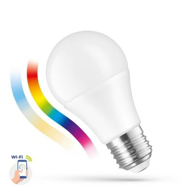9W Smart Home LED pære - Verker med Google Home, Alexa og smartphones, E27, A60 - Dimbar : Via Smart Home, Kulør : Varm-kald + RGB