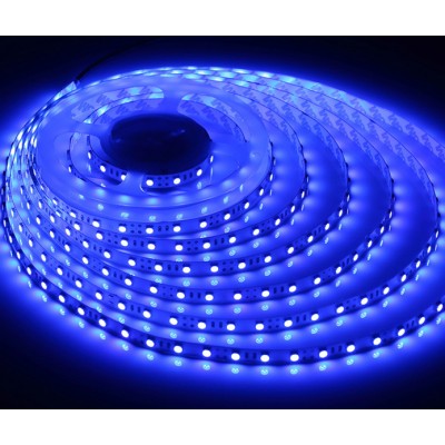 Blå 450 nm 4,8W/m LED stripe - 5m, IP20, 60 LED per meter