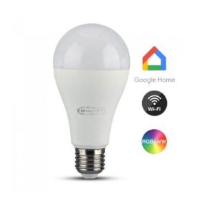 V-Tac 15W Smart Home LED pære - Google Home, Amazon Alexa kompatibel, E27 - Dimbar : Via Smart Home, Kulør : Varm-kald + RGB
