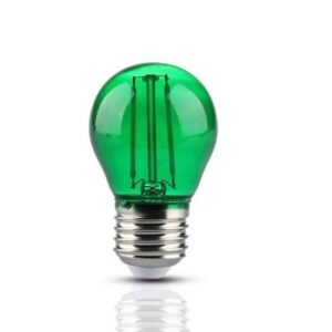 V-Tac 2W Farget LED kronepære - Grønn, Karbon filamenter, E27 - Dimbar : Ikke dimbar, Kulør : Grønn