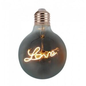 V-Tac 5W LED Love globe pære - Karbon filamenter, Ø12,5 cm, ekstra varm hvit, E27 - Dimbar : Ikke dimbar, Kulør : Ekstra varm