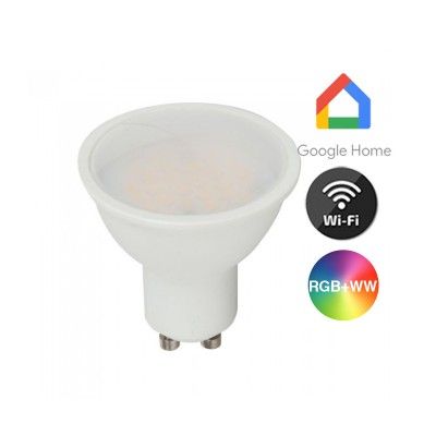 V-Tac 5W Smart Home LED pære - Google Home, Amazon Alexa kompatibel, GU10 Spot - Dimbar : Via Smart Home, Kulør : Varm-kald + RGB