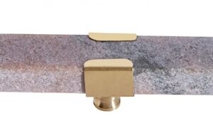 KNOB/HOOK, rose marble rectangle, brass