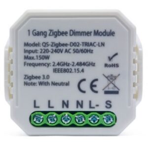 Zigbee innbyggingsdimmer - 150W LED dimmer, kip-tryk/push dim, til innbygging