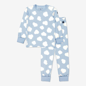 Todelt pyjamas med trykk med skyer lysblå