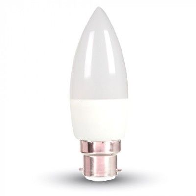 V-Tac 6W LED stearinlyspære - 6W, B22 - Dimbar : Ikke dimbar, Kulør : Varm